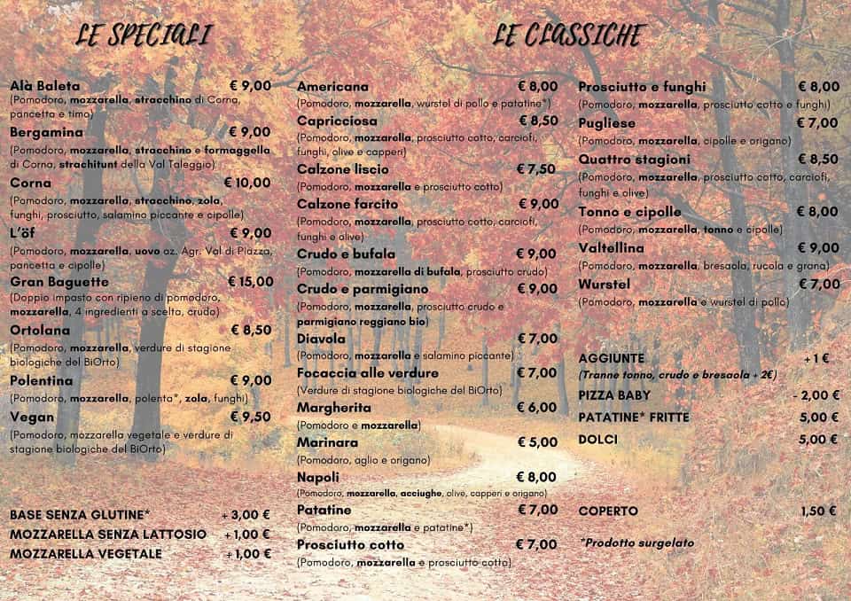 menu ala baleta - La Voce delle Valli