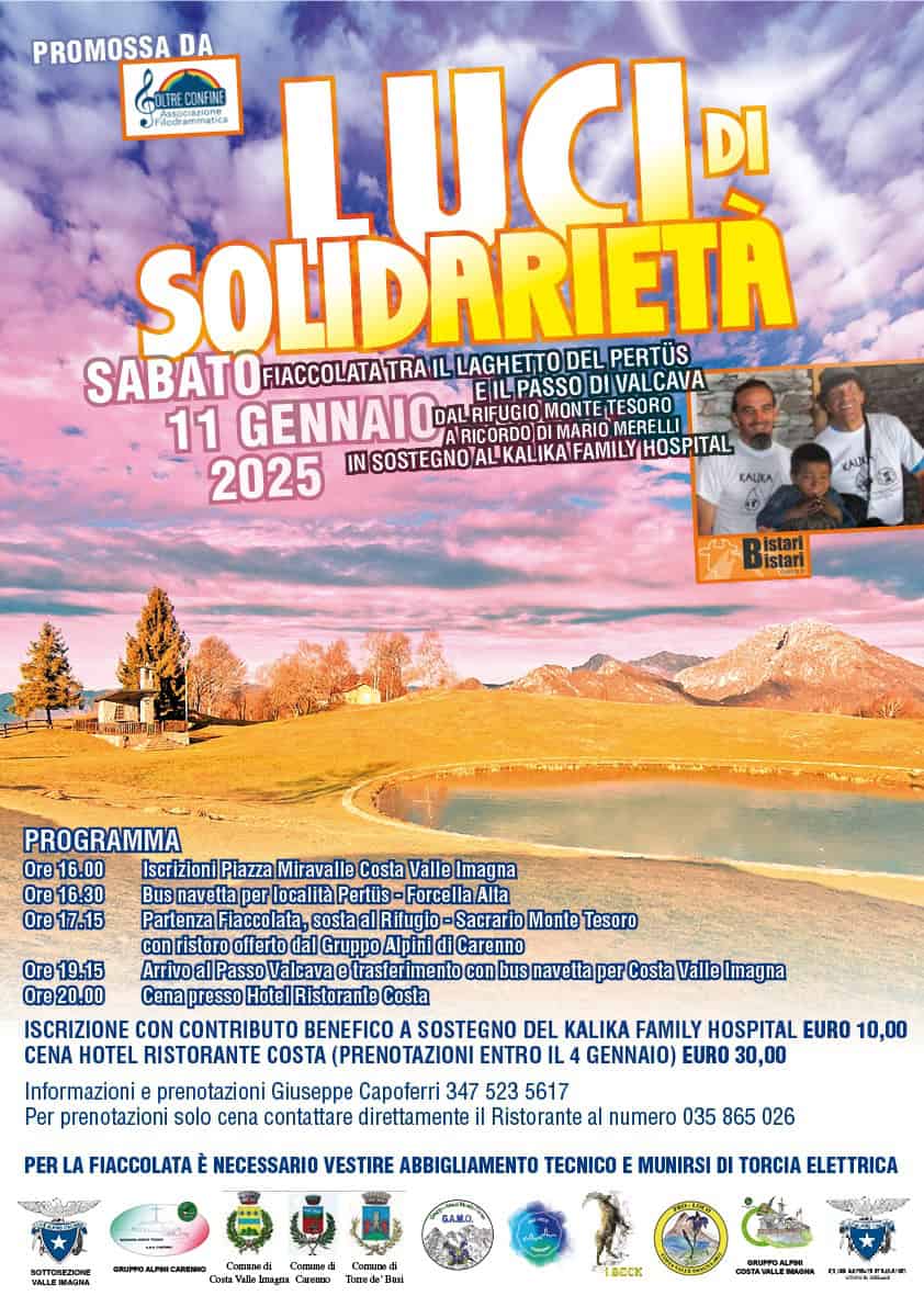 locandina LUCI DI SOLIDARIETA 11 gennaio 2025 - La Voce delle Valli